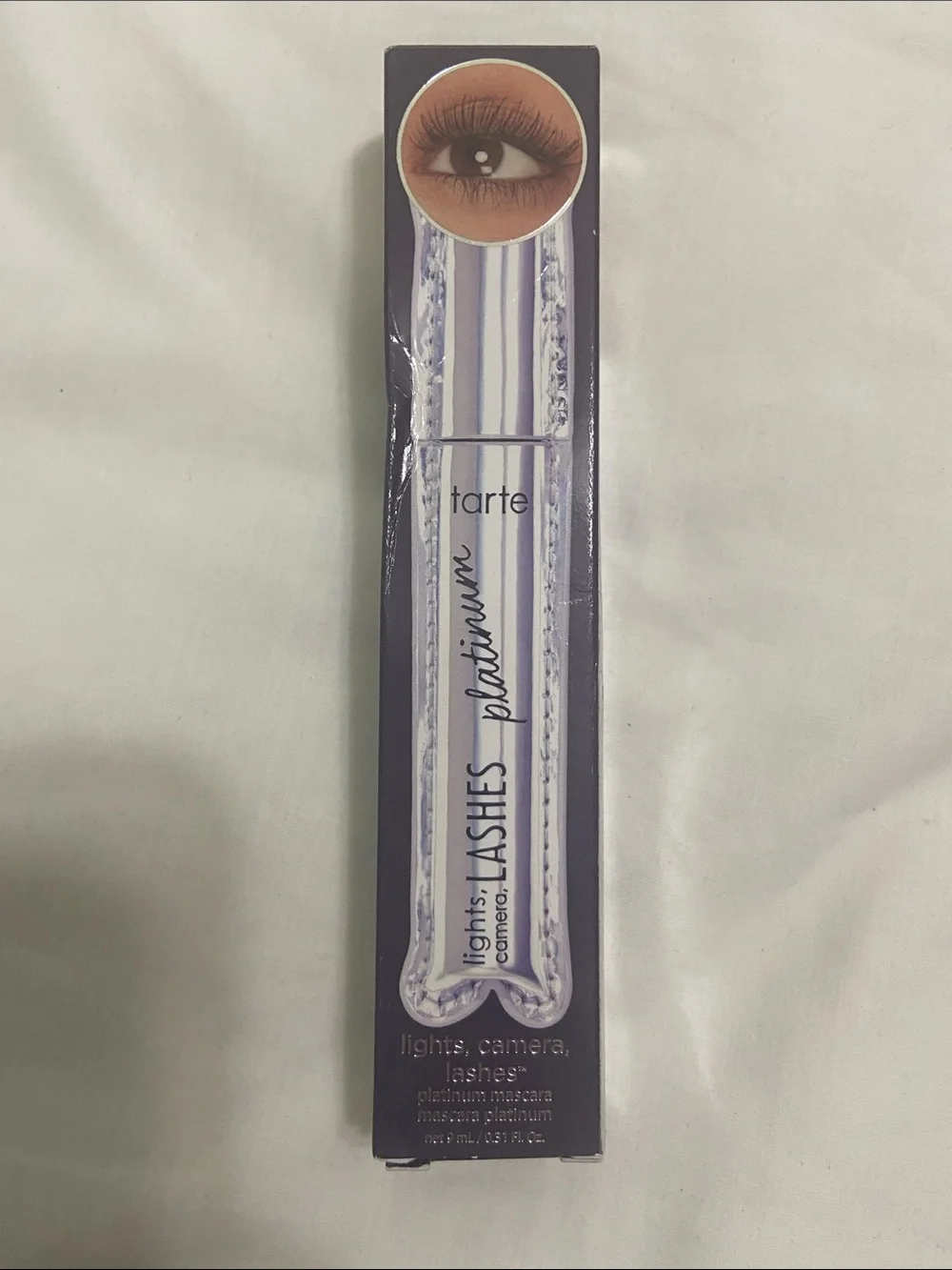 tarte Lights, Camera, Lashes Platinum Mascara — silver and purple packaging